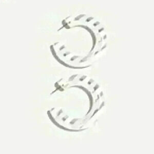 J Crew new Large Beveled Hoops in White To…